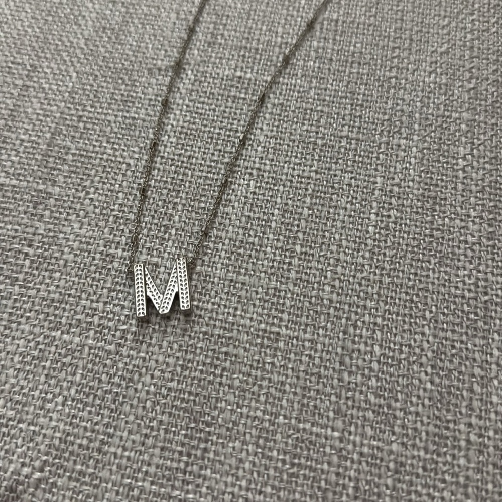 Kendra Scott Letter M Pendant Necklace in Silver